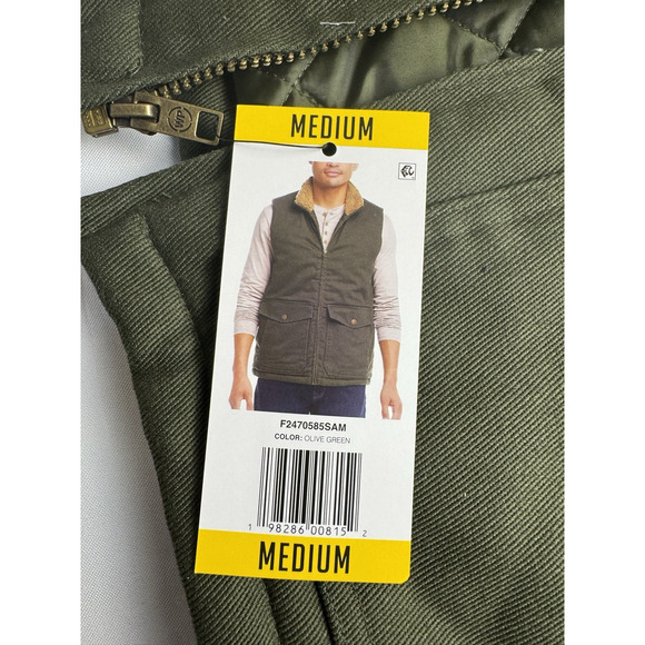 WP WEATHERPROOF Men's Workwear Vest Size Medium Olive Green Quilted Sherpa - Picture 9 of 9